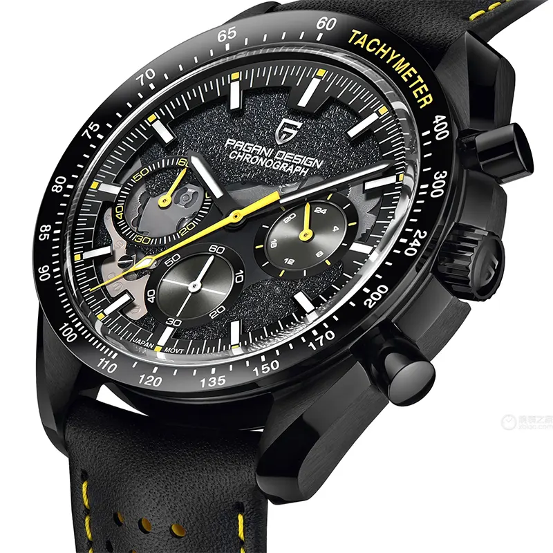 Pagani Design PD-1779 Chronograph Black Dial Leather Men's Watch